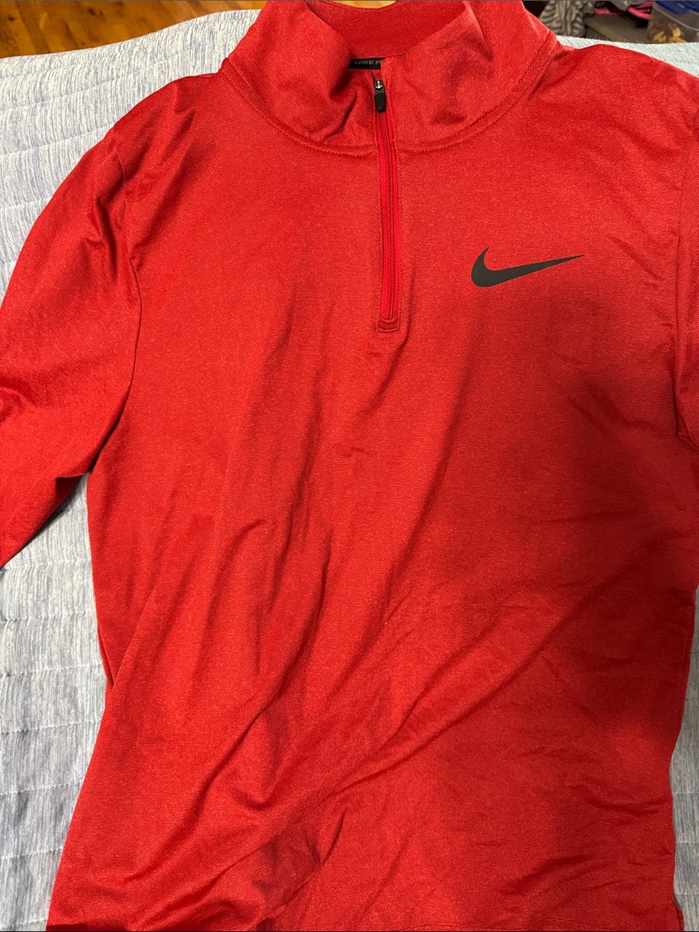 Nike Red Quarter-Zip Pullover with Black Swoosh